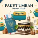 Infografis estimasi biaya paket umroh ekonomis reguler dan premium